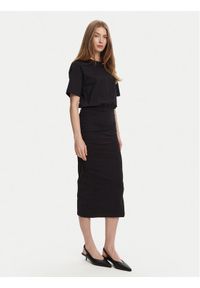 Marella Sukienka codzienna Ileana 2513621014 Czarny Slim Fit. Okazja: na co dzień. Kolor: czarny. Materiał: bawełna. Typ sukienki: proste. Styl: casual