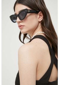 Love Moschino sukienka z domieszką lnu kolor czarny maxi dopasowana. Kolor: czarny. Materiał: len. Długość rękawa: na ramiączkach. Typ sukienki: dopasowane. Długość: maxi #5