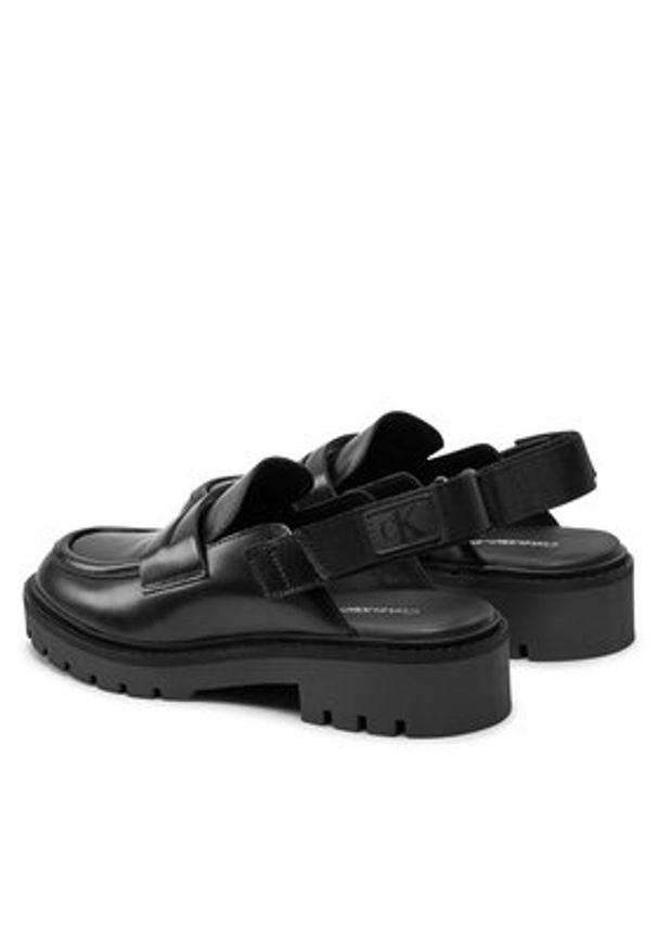 Calvin Klein Jeans Sandały Combat Sling Mule LTH Czarny. Kolor: czarny. Materiał: lakier, skóra