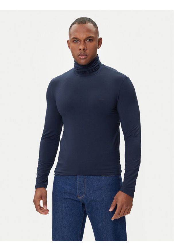 Emporio Armani Underwear Golf EM000388 AF14988 UB102 Granatowy Slim Fit. Typ kołnierza: golf. Kolor: niebieski