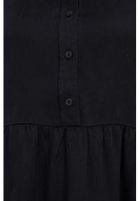 Desigual Sukienka kolor czarny mini rozkloszowana. Kolor: czarny. Materiał: materiał, włókno, tkanina. Długość rękawa: długi rękaw. Typ sukienki: rozkloszowane. Długość: mini #2