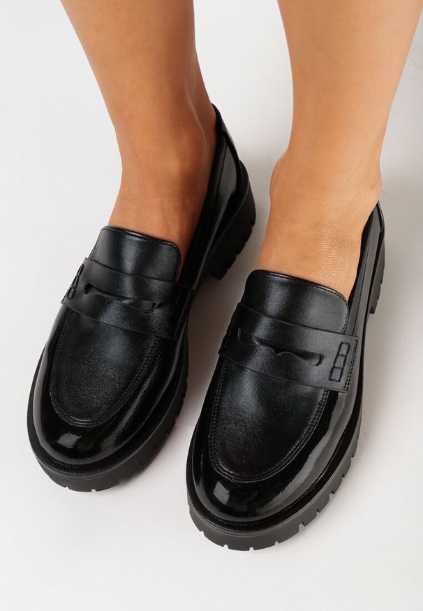 Born2be - Czarne Eleganckie Mokasyny ze Skórzaną Wkładką Ulanna. Kolor: czarny. Materiał: skóra. Styl: elegancki