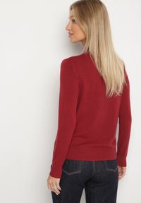 Born2be - Bordowy Gładki Sweter z Półgolfem w Stylu Casual Unallia. Okazja: na co dzień. Kolor: czerwony. Materiał: jeans. Długość rękawa: długi rękaw. Długość: długie. Wzór: gładki. Styl: casual #5