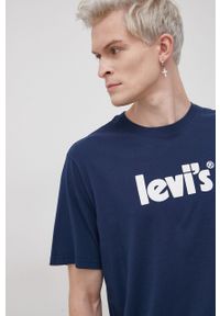 Levi's® - Levi's T-shirt bawełniany kolor granatowy z nadrukiem 16143.0393-Blues. Okazja: na spotkanie biznesowe. Kolor: niebieski. Materiał: bawełna. Wzór: nadruk. Styl: biznesowy #3