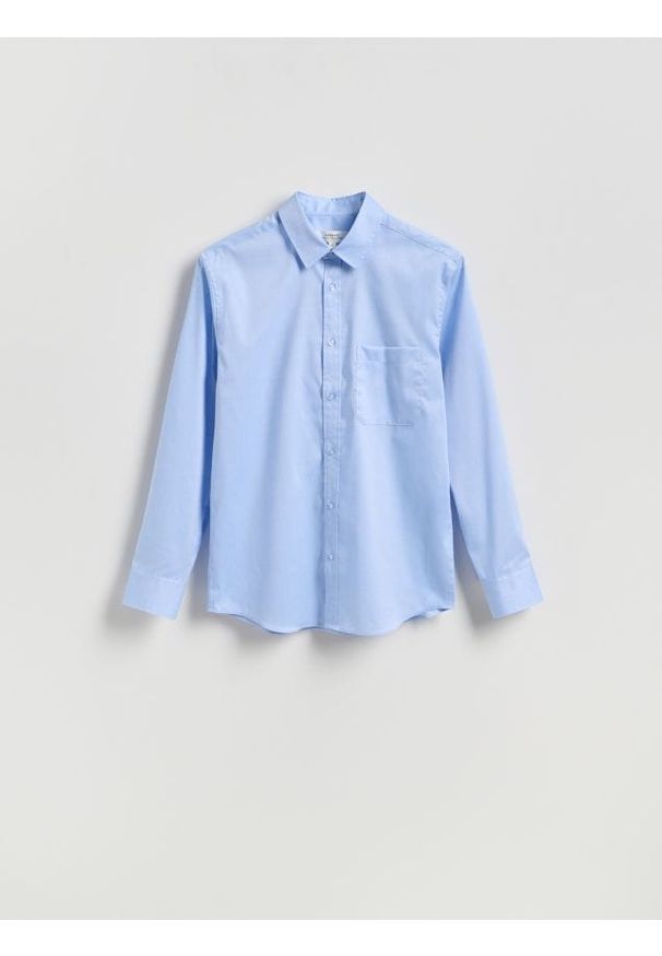 Reserved - Bawełniana koszula slim fit - jasnoniebieski. Kolor: niebieski. Materiał: bawełna