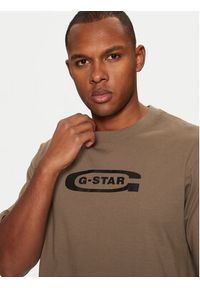 G-Star RAW - G-Star Raw T-Shirt D26350 Brązowy Boxy Fit. Kolor: brązowy. Materiał: bawełna #6