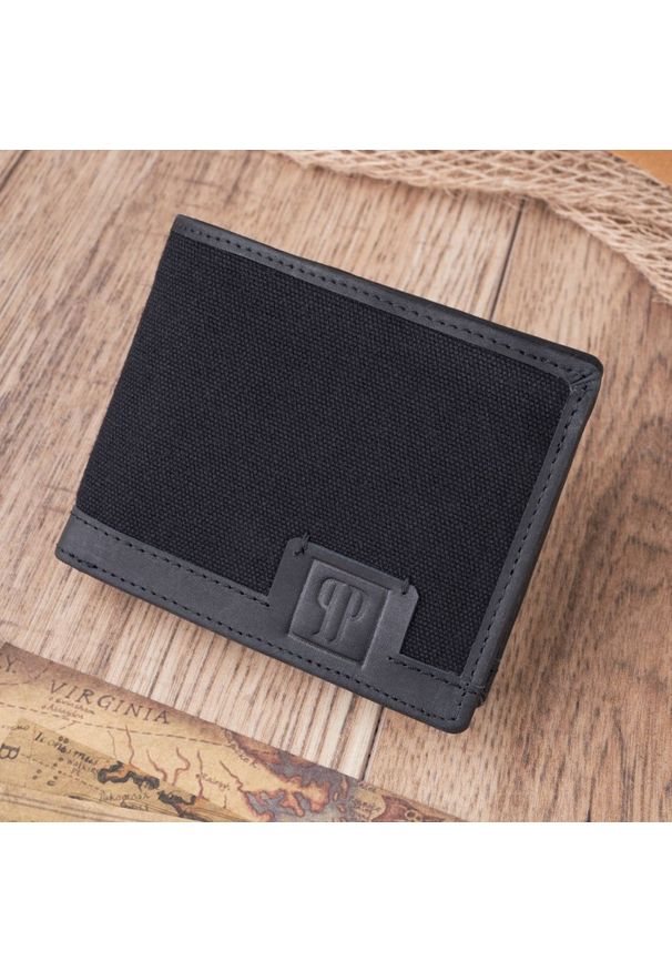 PAOLO PERUZZI - Portfel skórzany męskie RFID czarny Paolo Peruzzi T-02. Kolor: czarny. Materiał: bawełna