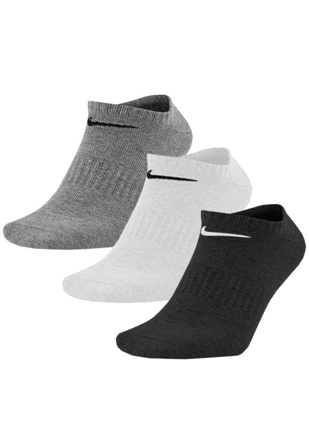 SKARPETY Nike Everyday Lightweight No Show 3pack. Kolor: wielokolorowy, szary, biały. Materiał: bawełna, materiał. Sport: turystyka piesza