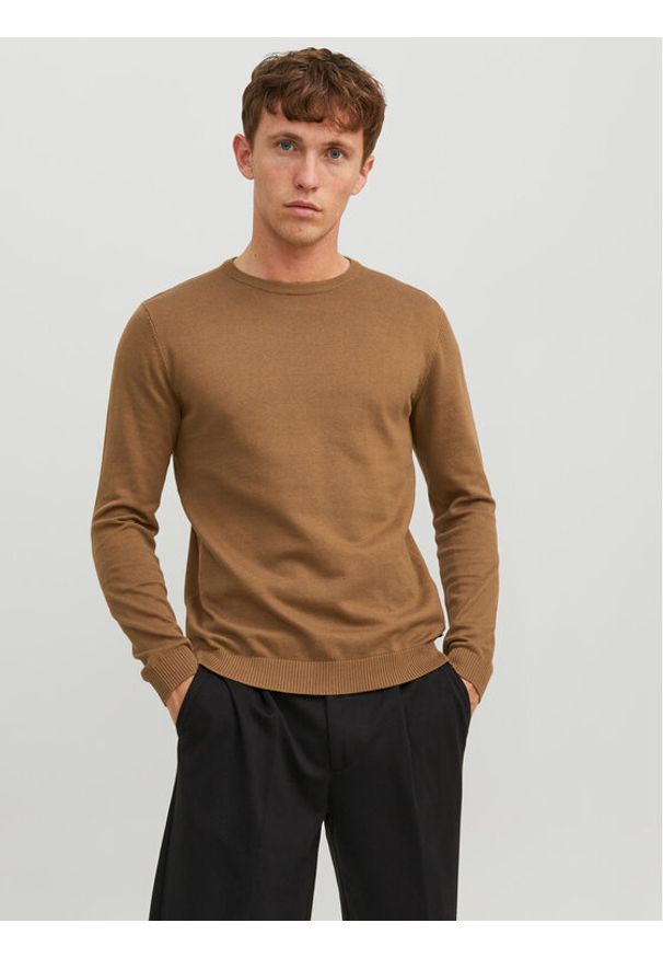 Jack & Jones - Jack&Jones Sweter 12137190 Brązowy Regular Fit. Kolor: brązowy. Materiał: bawełna