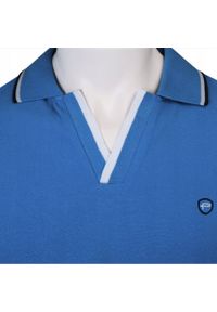 Koszulka Polo - Męska - Pako Jeans - Niebieska, Dekolt Bez Guzików. Okazja: na co dzień. Typ kołnierza: polo. Kolor: niebieski. Materiał: bawełna. Styl: casual #4