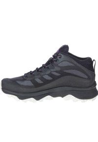 Buty trekkingowe damskie Merrell Moab Speed Mid Gtx. Kolor: czarny, wielokolorowy. Materiał: materiał, syntetyk. Szerokość cholewki: normalna. Styl: sportowy