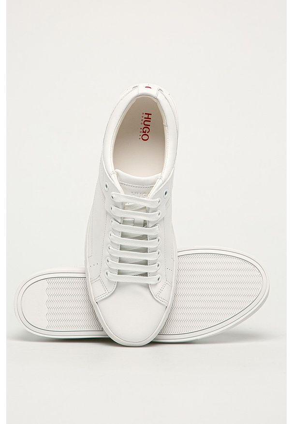 Hugo - Buty skórzane Futurism. Nosek buta: okrągły. Zapięcie: sznurówki. Kolor: biały. Materiał: skóra