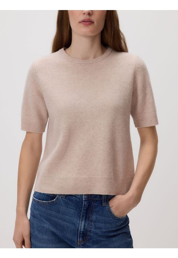 Reserved - Wełniany sweter - beżowy. Kolor: beżowy. Materiał: wełna