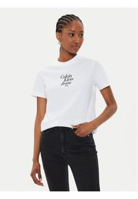 Calvin Klein Jeans T-Shirt Font Graphic J20J224890 Biały Regular Fit. Kolor: biały. Materiał: bawełna