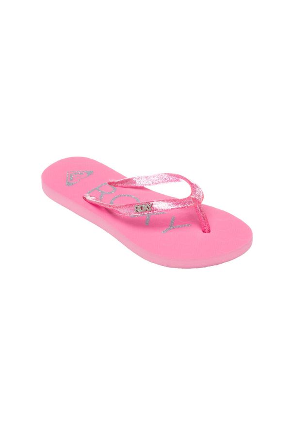 Roxy - Klapki dla Dziewczynki VIVA SPARKLE. Kolor: czerwony. Materiał: guma, syntetyk. Wzór: paski