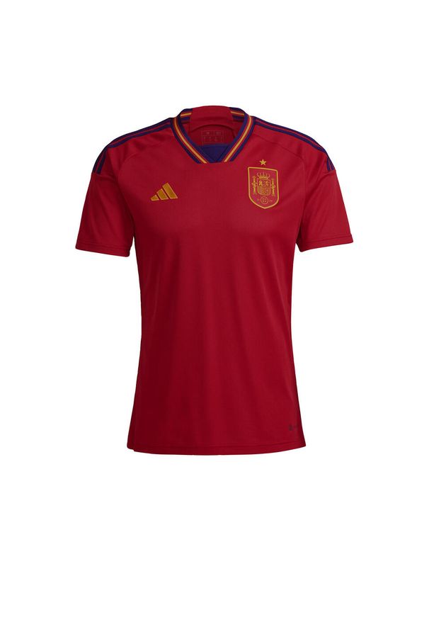 Koszulka piłkarska męska z krótkim rękawem Adidas Spain Czerwony. Kolor: czerwony, niebieski, wielokolorowy. Długość rękawa: krótki rękaw. Długość: krótkie. Sport: piłka nożna