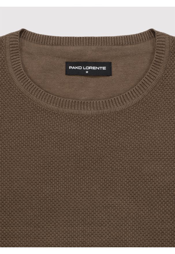 Pako Lorente - PAKO LORENTE - Brązowy sweter męski o-neck. Kolor: niebieski, brązowy. Materiał: bawełna. Sezon: jesień