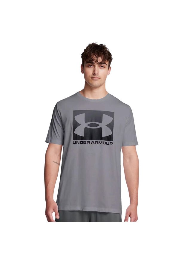 Koszulka fitness męska Under Armour Boxed Sports z krótkim rękawem. Kolor: szary. Długość rękawa: krótki rękaw. Długość: krótkie. Sport: fitness
