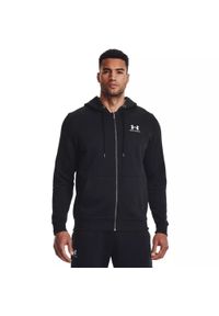 Bluza fitness męska Under Armour Essential Fleece Full Zip Hood. Kolor: czarny. Sport: fitness