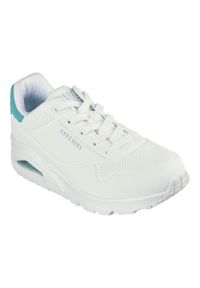 skechers - Buty do chodzenia damskie Skechers 177092WMNT. Kolor: biały, zielony, wielokolorowy. Materiał: guma, skóra, syntetyk, materiał. Szerokość cholewki: normalna. Sport: turystyka piesza