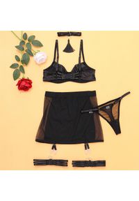Intica - Bodycon komplet bielizny z koronkowym wykończeniem na wyjątkowe okazje Dodi. Kolor: czarny. Materiał: koronka. Wzór: paski