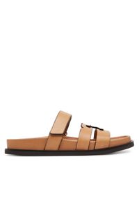 Tory Burch Klapki Ines Sport 168791 Brązowy. Kolor: brązowy. Materiał: skóra. Styl: sportowy
