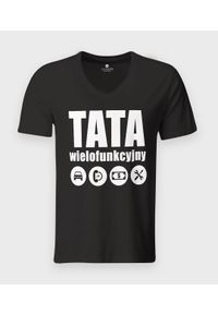 MegaKoszulki - Koszulka męska v-neck Tata wielofunkcyjny. Materiał: skóra, bawełna, materiał. Styl: klasyczny #1