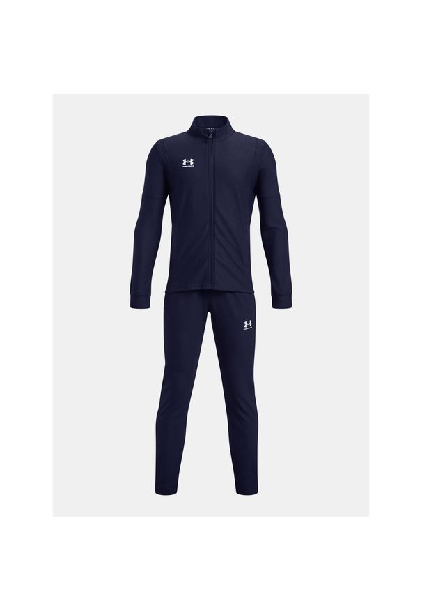 Zestaw piłkarski dziecięcy Under Armour Challenger Tracksuit. Kolor: niebieski. Materiał: dresówka. Styl: sportowy