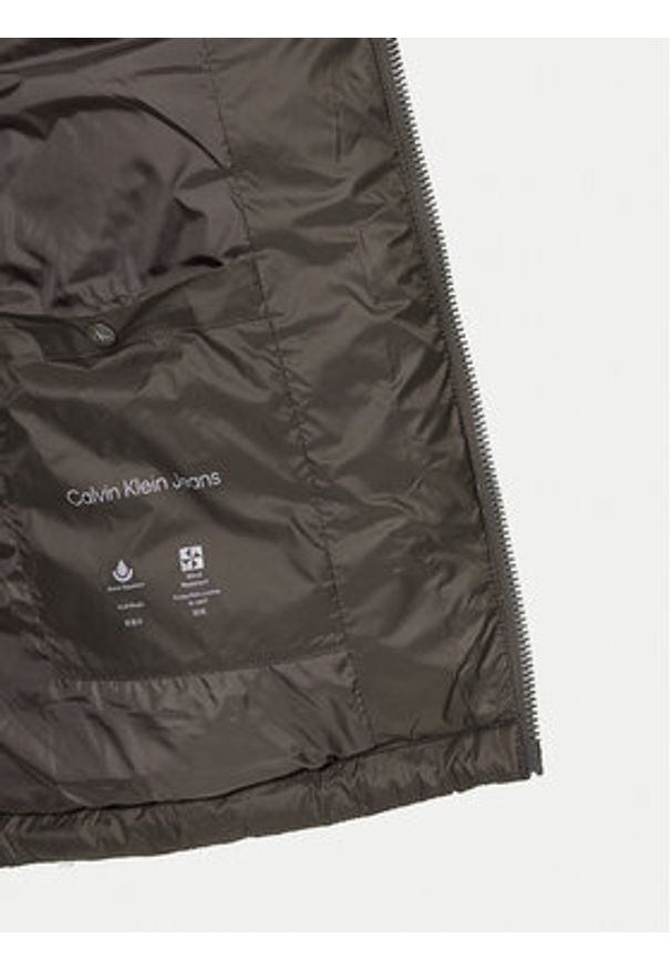 Calvin Klein Jeans Kurtka puchowa LV04RC518G Khaki Regular Fit. Kolor: brązowy. Materiał: syntetyk