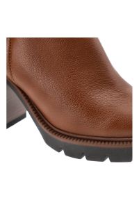 CheBello - Brązowe Botki Chebello Eleganckie Skórzane Buty Na Obcasie. Kolor: brązowy. Materiał: skóra. Obcas: na obcasie. Styl: elegancki. Wysokość obcasa: średni #6