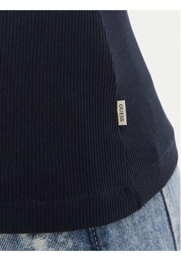 Guess Jeans T-Shirt W6GPZ3 KA0H1 Granatowy Slim Fit. Kolor: niebieski. Materiał: bawełna