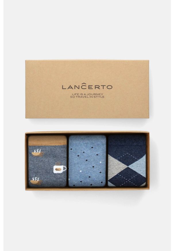 Lancerto - Zestaw 3 Par Skarpet. Materiał: elastan, bawełna, dzianina, poliamid. Wzór: kolorowy, kropki