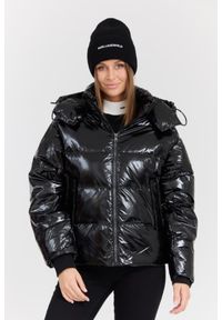 Karl Lagerfeld - KARL LAGERFELD Czarna damska kurtka Hooded Down Jacket. Kolor: czarny. Materiał: puch, materiał, poliamid. Długość rękawa: długi rękaw. Długość: długie #6