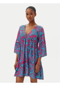 SELMARK - Selmark Sukienka letnia BL798 Turkusowy Relaxed Fit. Kolor: turkusowy. Materiał: wiskoza. Sezon: lato