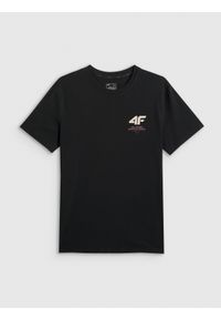4f - 4F T-shirt regular gładki męski - czarny S. Okazja: na co dzień, na spacer. Kolor: czarny. Materiał: materiał, dresówka, jeans. Wzór: gładki. Styl: klasyczny, casual #1