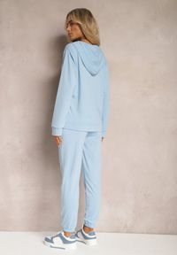 Renee - Jasnoniebieski Klasyczny Komplet Dresowy z Bluzą Kangurką i Spodniami Typu Jogger Salevia. Kolor: niebieski. Materiał: dresówka #5