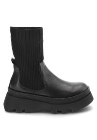 Czarne Botki Artiker Damskie Stylowe Buty Jesienne. Kolor: czarny. Materiał: prążkowany, skóra. Szerokość cholewki: normalna. Sezon: jesień. Styl: elegancki #5