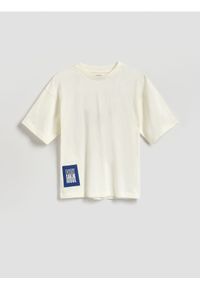 Reserved - Bawełniany t-shirt - złamana biel. Materiał: bawełna #1