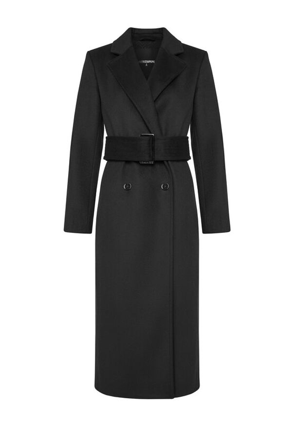 Patrizia Pepe Płaszcz wełniany 2O0195 A171 Czarny Regular Fit. Kolor: czarny. Materiał: wełna