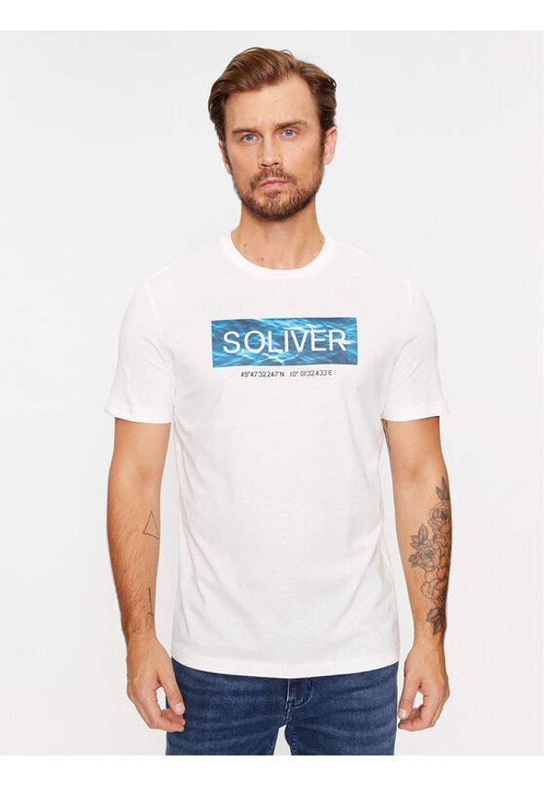 s.Oliver T-Shirt 2135685 Biały Regular Fit. Kolor: biały. Materiał: bawełna
