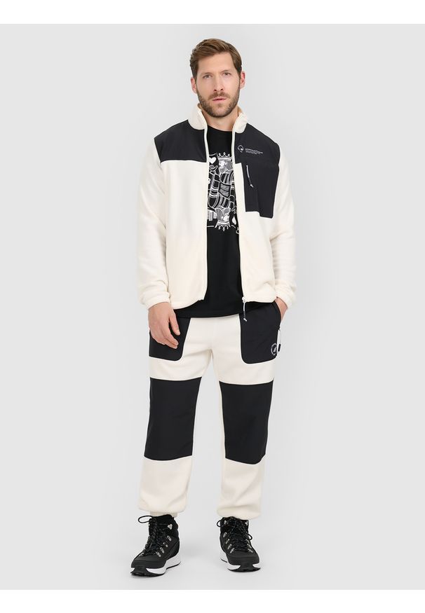 4f - 4F Spodnie polarowe joggery męskie - beżowe XXL. Kolor: beżowy. Materiał: polar