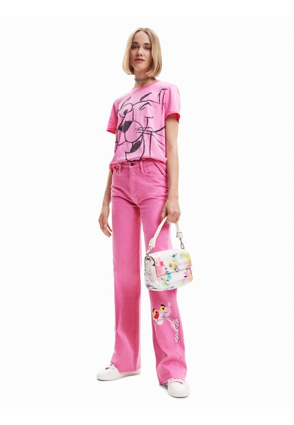 Desigual T-Shirt PINK PANTHER 23SWTK81 Różowy Regular Fit. Kolor: różowy. Materiał: bawełna