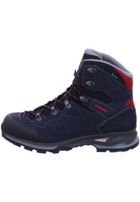 Buty trekkingowe męskie Lowa Baldo Gtx. Wysokość cholewki: za kostkę. Zapięcie: sznurówki. Kolor: wielokolorowy, niebieski, czarny. Materiał: guma, materiał, skóra, tkanina. Szerokość cholewki: normalna