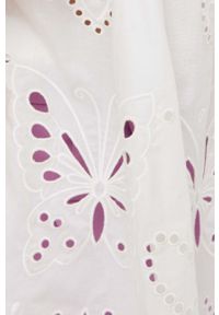 Weekend Max Mara bluzka bawełniana damska kolor biały. Typ kołnierza: dekolt w karo. Kolor: biały. Materiał: bawełna. Długość rękawa: krótki rękaw. Długość: krótkie. Wzór: haft #4