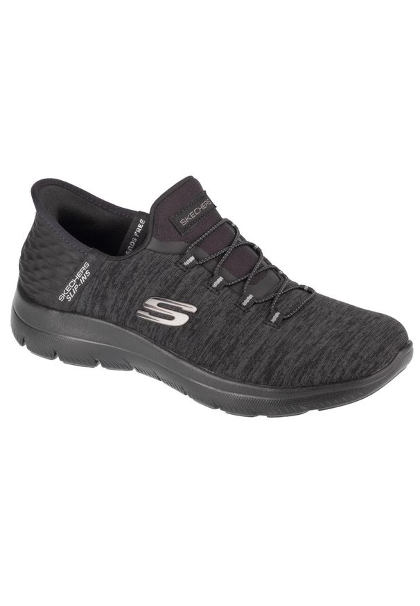 skechers - Buty sportowe Sneakersy damskie, Slip-Ins Summits - Dazzling Haze. Kolor: czarny. Materiał: tkanina. Sport: turystyka piesza