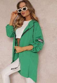 Renee - Zielona Kurtka Wiatrówka Oversize Palishe. Kolor: zielony. Długość rękawa: długi rękaw. Długość: długie. Styl: elegancki