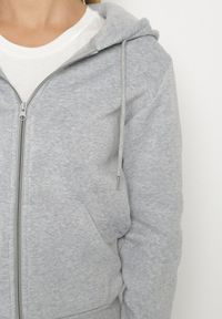 Born2be - Szara Rozpinana Bluza z Kapturem Bawełną i Sznurkami Viltara. Okazja: na co dzień. Typ kołnierza: kaptur. Kolor: szary. Materiał: bawełna. Styl: casual #5