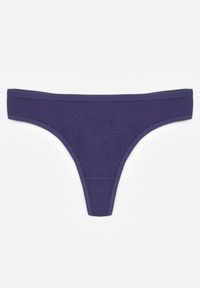 Renee - Granatowe Gładkie Majtki Stringi z Bawełną Chrysile. Kolor: niebieski. Materiał: bawełna. Wzór: gładki #1