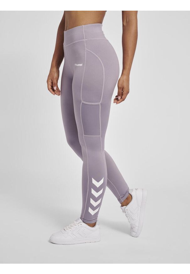 Damskie legginsy mid-rise Hummel MT Chipo. Kolor: wielokolorowy, fioletowy, niebieski, szary