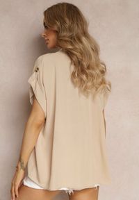 Renee - Beżowa Zapinana Koszula z Krótkim Rękawem Corania. Kolor: beżowy. Długość rękawa: krótki rękaw. Długość: krótkie #5
